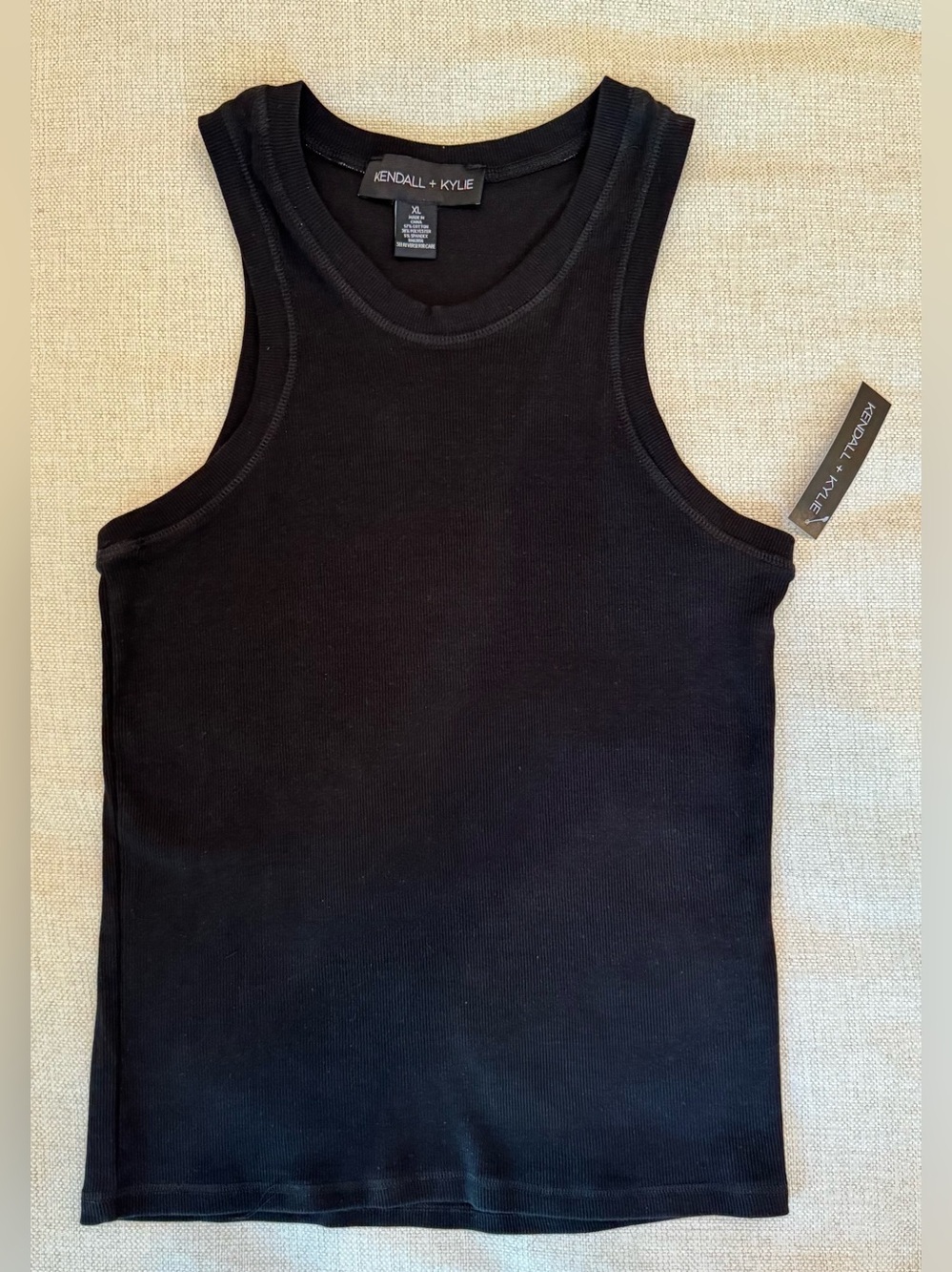 NWT KENDALL & KYLIE Black Ribbed Tank Top